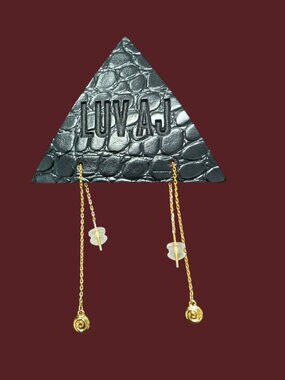 Luv AJ Gold Tone Spiral Geometric Threader Approx 4" Long Earrings New